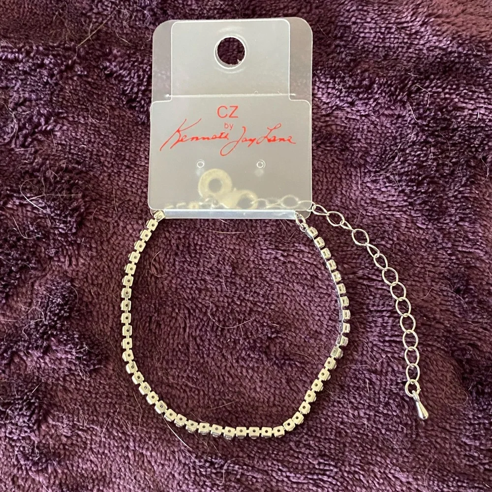 CZ by Kenneth Jay Lane Tennis or Ankle Bracelet - Picture 2 of 5
